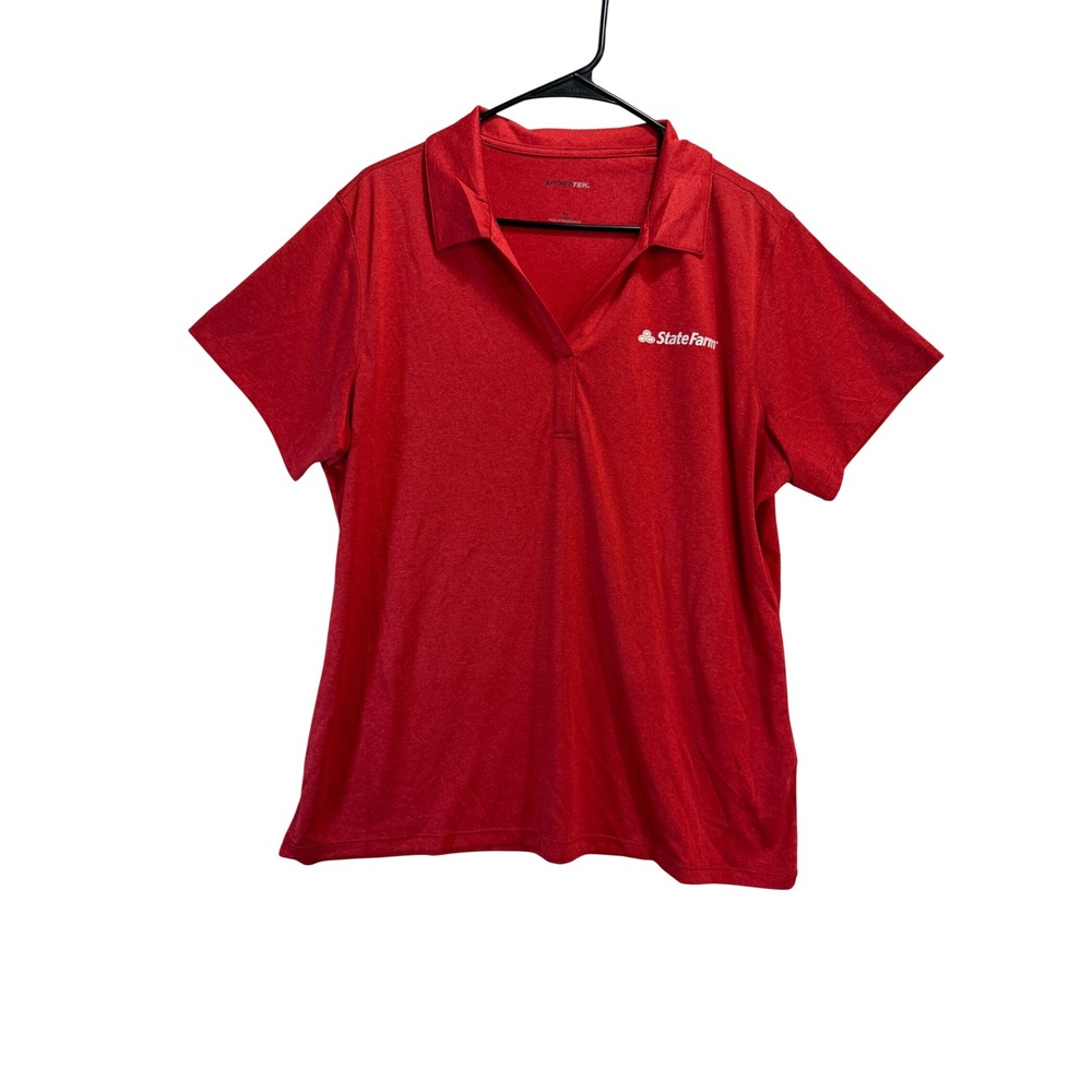 Sport-Tek State Farm Red Polo Shirt Womens XL Short Sleeve Y-Neck Performance